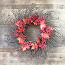 25IN CRIMSON LEAF&BERRY WREATH