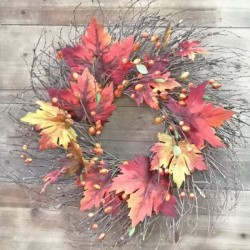 24" MAPLE LEAF&COFFEEBEA WREATH