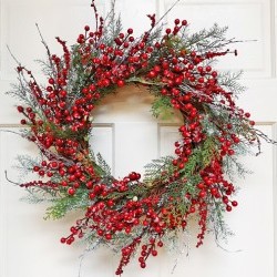 22X22X6 ICY BERRY CEDAR WREATH