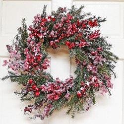 22IN SNOW BERRY PINE WREATH