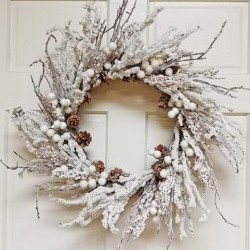 24IN SNOW BERRY TWIG WREATH