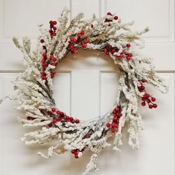 22IN SNOW&RED BERRY WREATH