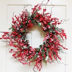 24IN SNOW BERRY PINE WREATH