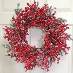 24IN SNOW BERRY&PINE WREATH