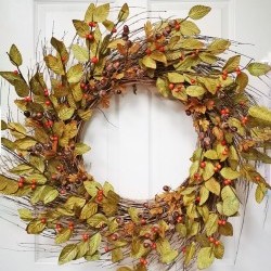 32" FALL LEAF&ACORN WREATH
