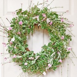 26" GREEN LEAF & FLORAL WREATH