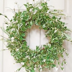 26" GREEN LEAF & FLORAL WREATH