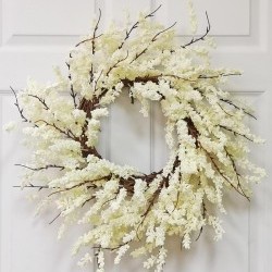 22" WHITE BLOSSOM WREATH