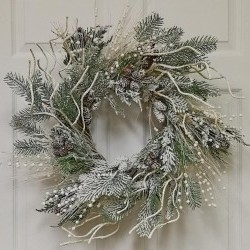 26IN SNOW PINE WREATH