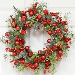 20IN G GIFT&BERRY WREATH