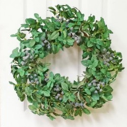 19IN MINT&BLUE BERRY WREATH