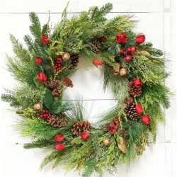 28IN PINE&BELL WREATH