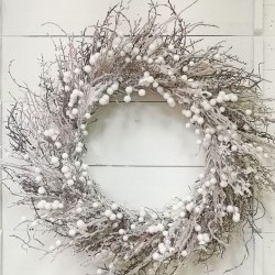 30IN SNOW TWIG&BALL WREATH