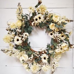 26IN WHT FLORAL WREATH
