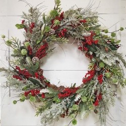 34IN SNOW CEDAR WREATH
