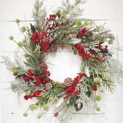 30IN SNOW CEDAR WREATH