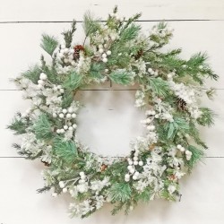 22IN SNOW PINE WREATH