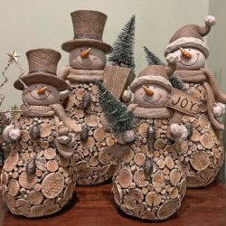 11&14IN WOODLOG SNOWMANX4