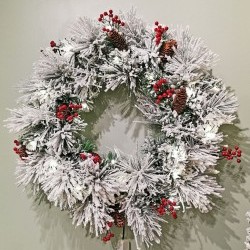 24IN SNOWPINE FIBER WREATH/T60