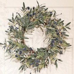24IN OLIVE&BLUE BERRY WREATH