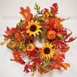 16IN PUMPKIN&MAPLE WREATH