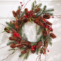 12IN PINECONE&BERRY WREATH