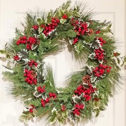 28IN HOLLY &BERRY WREATH