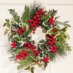 16IN HOLLY&BERRY WREATH