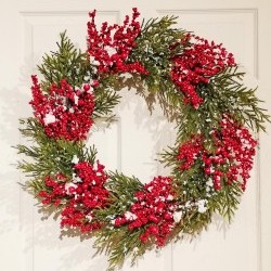 28IN SNOW BERRY&CEDAR WREATH
