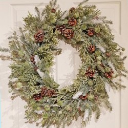 28IN ICE PINE&POM WREATH