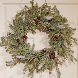 24IN ICE PINE&POM WREATH