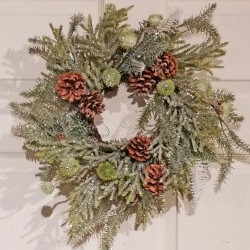 16IN ICE PINE&POM WREATH