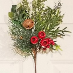 18IN GOLD BELL&PINE SPRAY