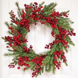 28IN BERRY&PINE WREATH