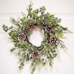 16IN ICE SNOW PINE WREATH
